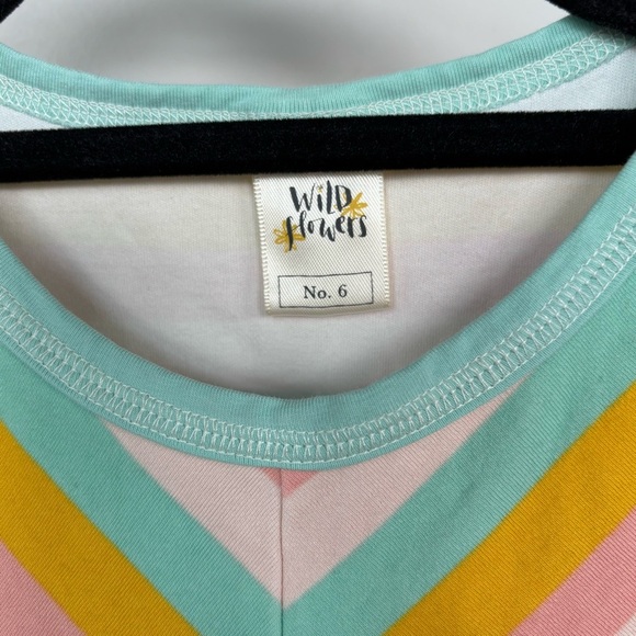 Wild Flowers Striped Flamingo Print Dress Size 6 - Picture 2 of 5